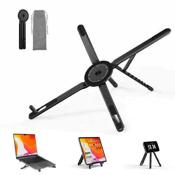 Elevate Your Workspace with the Viozon Portable Aluminum Laptop Stand - Adjustable, Foldable Design for 10–16” Laptops & Magnetic Phone Holder