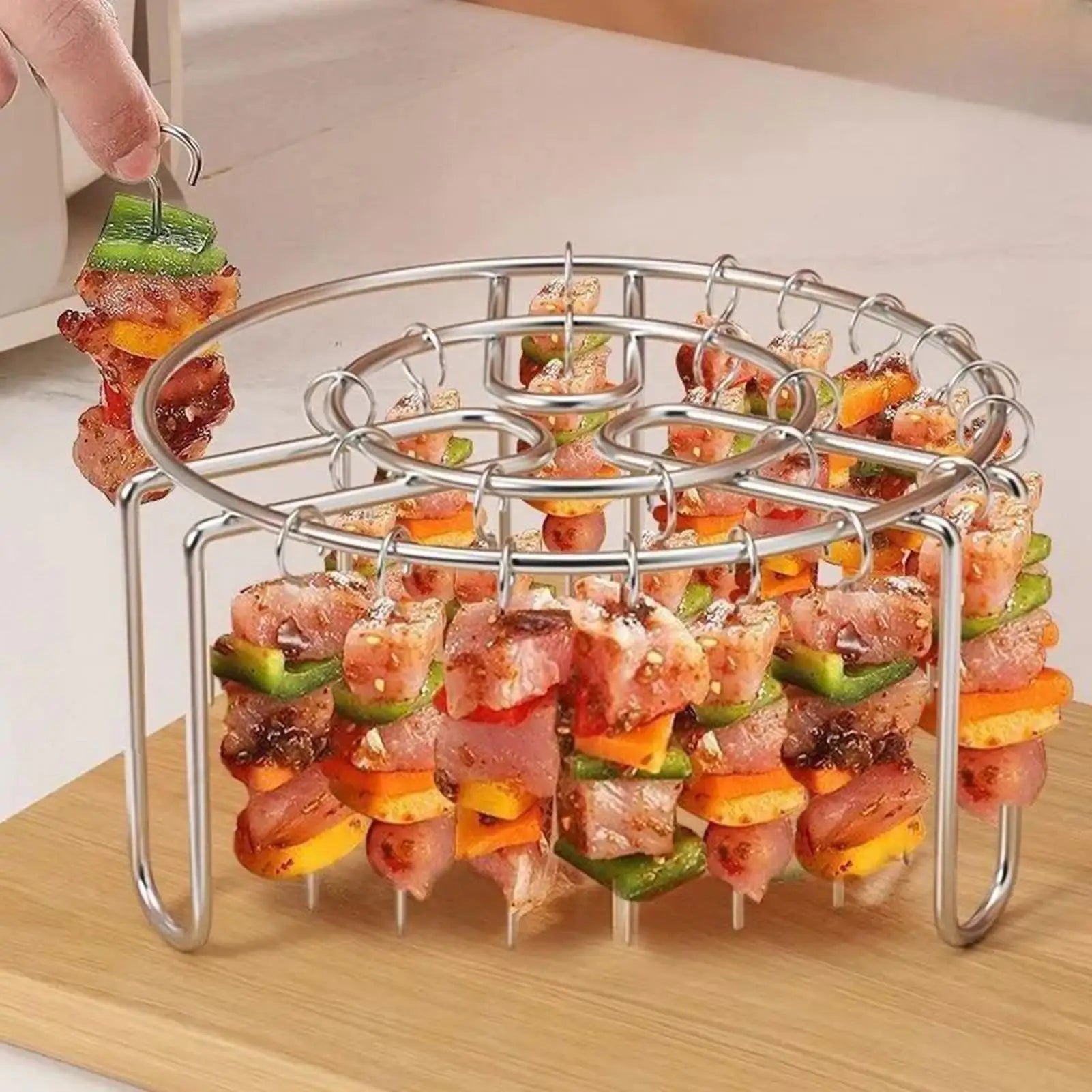Non-Stick Reusable Oven Rack Air Fryer Skewer Stand Vertical Heat-Resistant Stainless Skewer Rust-Proof Vertical Air Fryer Grill