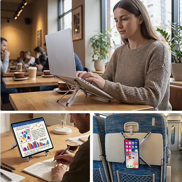 Elevate Your Workspace with the Viozon Portable Aluminum Laptop Stand - Adjustable, Foldable Design for 10–16” Laptops & Magnetic Phone Holder
