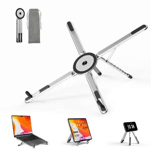 Elevate Your Workspace with the Viozon Portable Aluminum Laptop Stand - Adjustable, Foldable Design for 10–16” Laptops & Magnetic Phone Holder