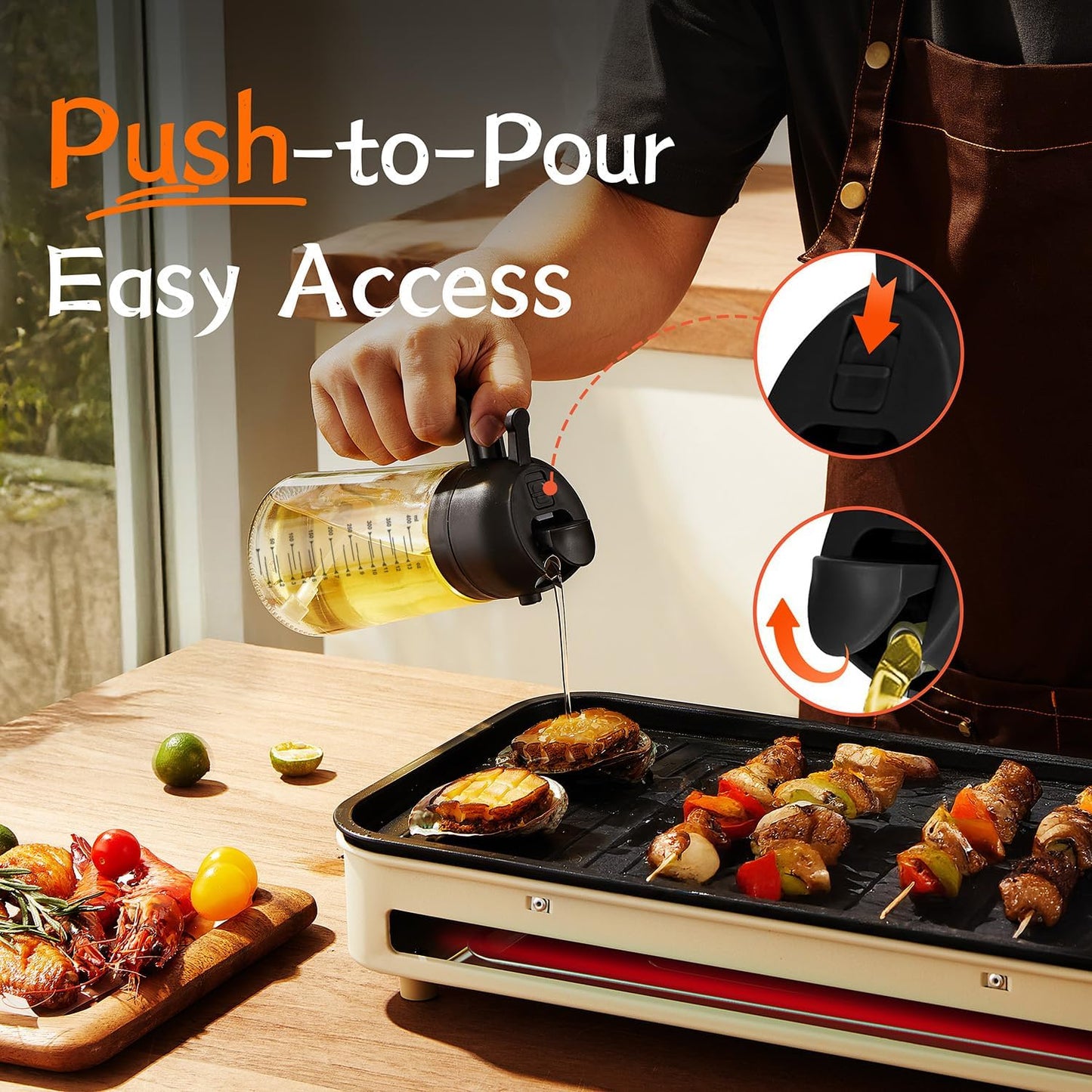 Versatile 16Oz Glass Olive Oil Sprayer – Perfect for Cooking, BBQ, and Salad Dressing