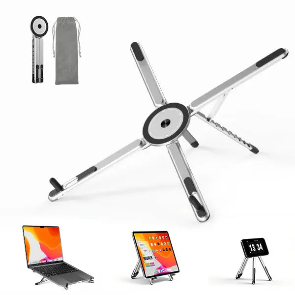 Elevate Your Workspace with the Viozon Portable Aluminum Laptop Stand - Adjustable, Foldable Design for 10–16” Laptops & Magnetic Phone Holder